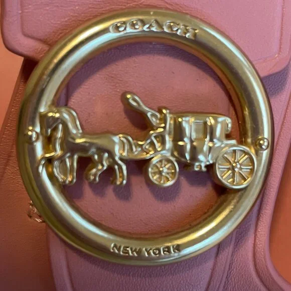 COACH Bubblegum Leather 2 Strap Slide Sandals - Picture 4 of 8